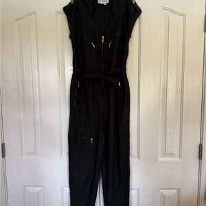 Anthropologie Black Cap Sleeve Jumpsuit
